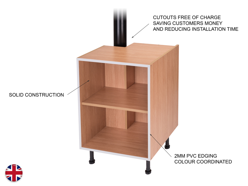 Cabinet detail — solid construction with cut-outs free of charge to save on installation time